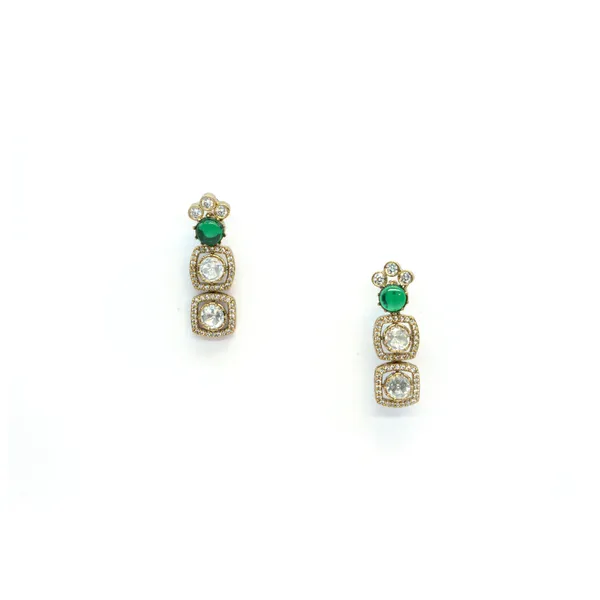 GoldPlated_Emerald_and_Cubic_Zirconia_Necklace_Set_with_Matching_Earrings_For_Women_&_Girls