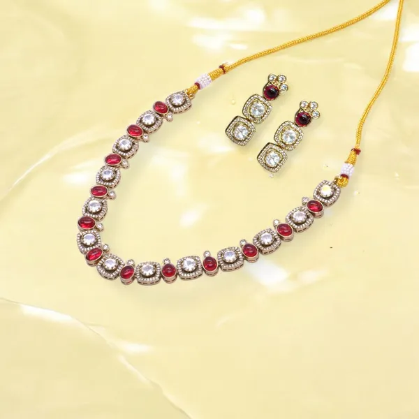 GoldPlated_Emerald_and_Cubic_Zirconia_Necklace_Set_with_Matching_Earrings_For_Women_&_Girls