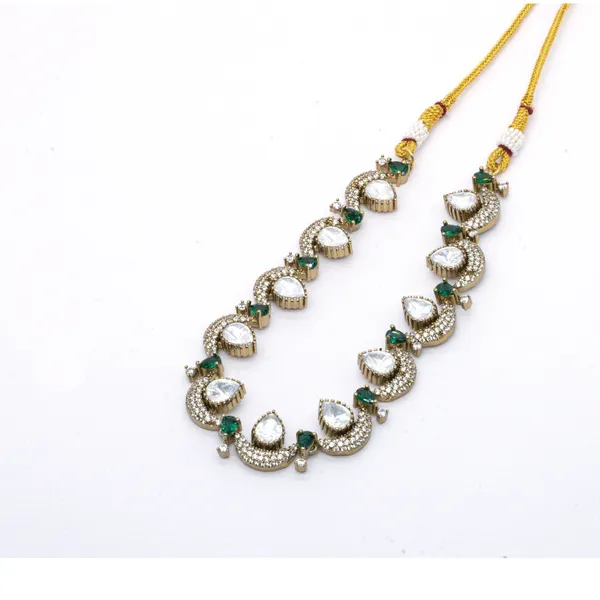 GoldPlated_Teardrop_and_Ruby_Accent_Necklace_Set_with_MultiLayer_Earrings_For_Women_&_Girls
