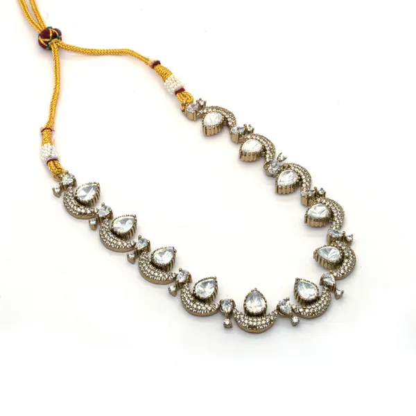 GoldPlated_Teardrop_and_Ruby_Accent_Necklace_Set_with_MultiLayer_Earrings_For_Women_&_Girls