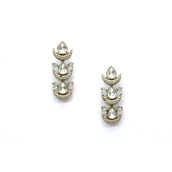 GoldPlated_Teardrop_and_Ruby_Accent_Necklace_Set_with_MultiLayer_Earrings_For_Women_&_Girls
