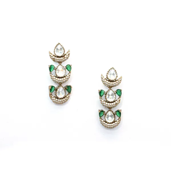 GoldPlated_Teardrop_and_Ruby_Accent_Necklace_Set_with_MultiLayer_Earrings_For_Women_&_Girls
