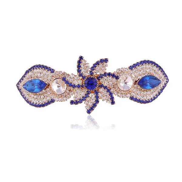 Gold_Plated_Blue_Rhinestone_Studded_Hair_Clip_For_Women_&_Girls