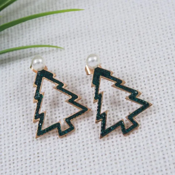 Stainless_Steel_Rosegold_Plated_Christmas_Tree_Drop_Earring__3866_For_Women_&_Girls