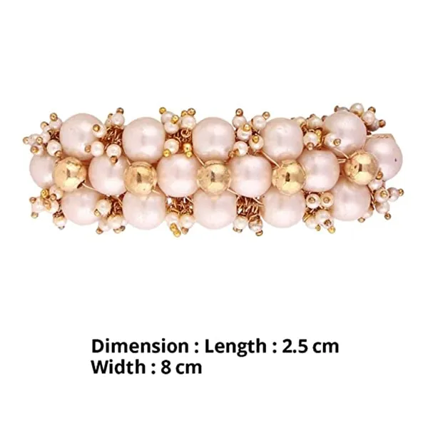 Gold-Toned_White_Pearls_&_Beads_Clip/Barrette_For_Women_&_Girls