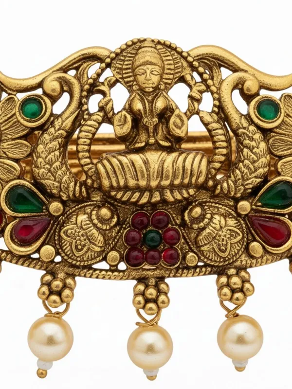JWELLA_Traditional_Gold-Plated_Peacock_Hair_Clip_with_Pearls_and_Stones