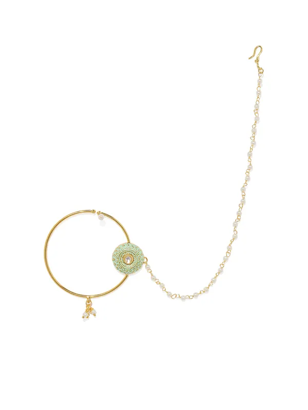 Gold-Plated_Embellished_Nose_Ring_With_Chain_For_Women_&_Girls