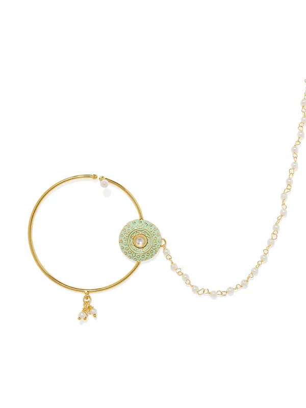 Gold-Plated_Embellished_Nose_Ring_With_Chain_For_Women_&_Girls