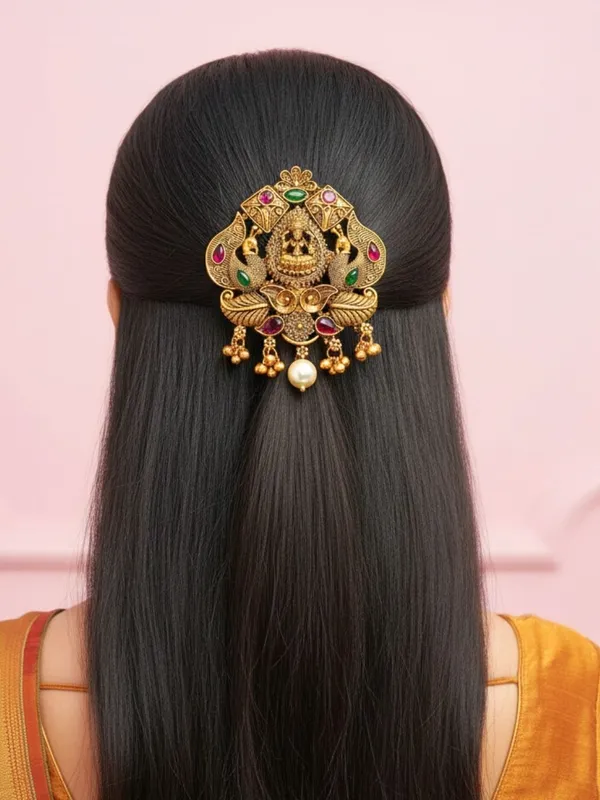 JWELLA_Elegant_Gold-Plated_Peacock_Design_Hair_Clip_with_Pearls_and_Colorful_Stones