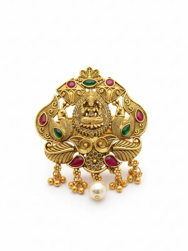 JWELLA_Elegant_Gold-Plated_Peacock_Design_Hair_Clip_with_Pearls_and_Colorful_Stones