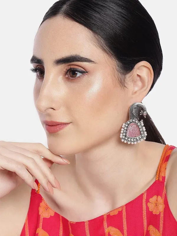 Oxidised_Enameled_Beaded_Drop_Earrings_For_Women_&_Girls