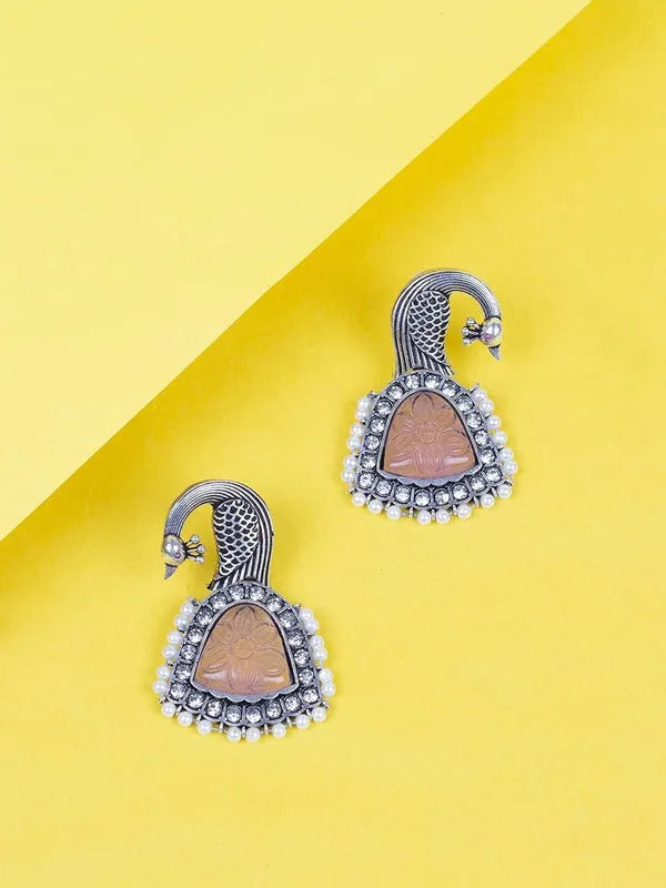Oxidised_Enameled_Beaded_Drop_Earrings_For_Women_&_Girls