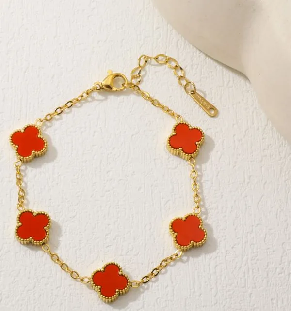 Stainless_Steel_Colourful_Clover_Link_Bracelet_-_STBR_5193_For_Women_&_Girls