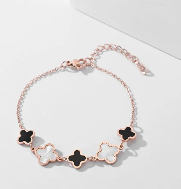 Stainless_Steel_Clover_Link_Bracelet_-_STBR_5195_For_Women_&_Girls
