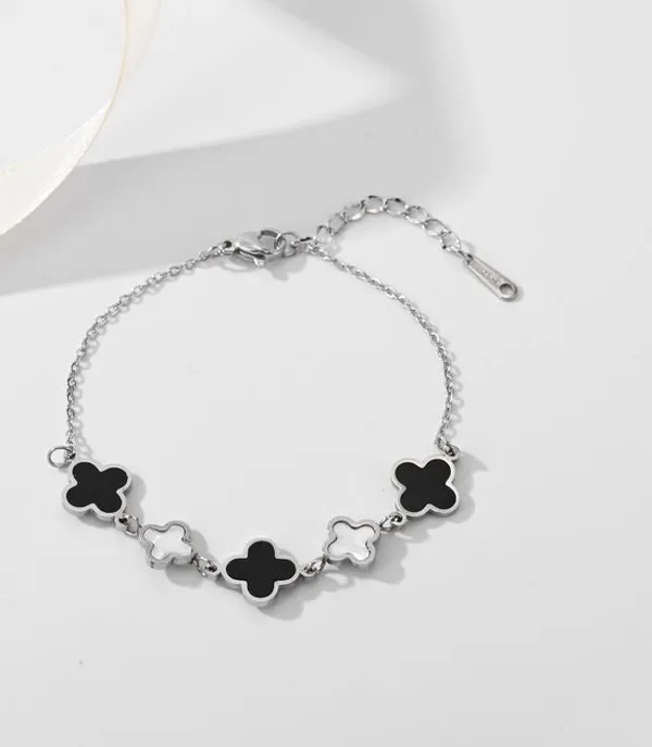Stainless_Steel_Clover_Link_Bracelet_-_STBR_5195_For_Women_&_Girls