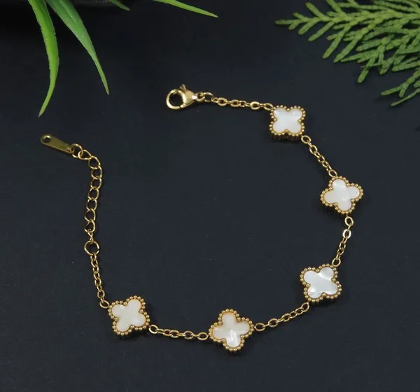 Stainless_Steel_Clover_Bracelet_-_STBR_5343_For_Women_&_Girls