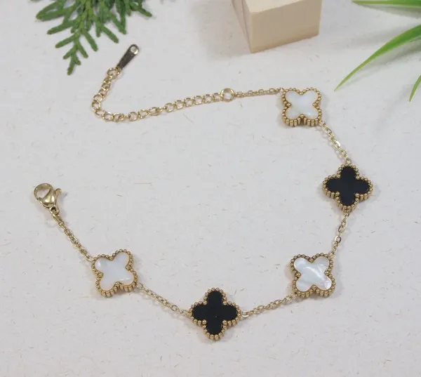Stainless_Steel_Clover_Bracelet_-_STBR_5345_For_Women_&_Girls