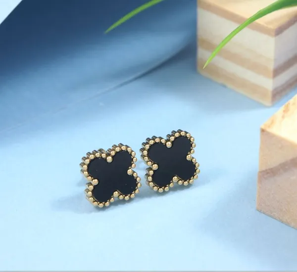 Stainless_Steel_Anti_Tarnish_Black_and_White_Clover_Stud_Earrings_-_STNER_5338_For_Women_&_Girls