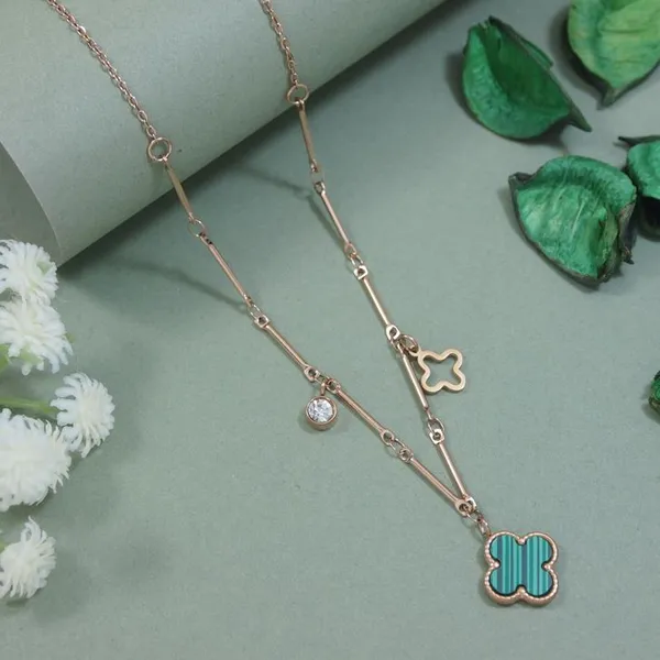 Stainless_Steel_Clover_Pendent_Necklace_-_STNK_5473_For_Women_&_Girls