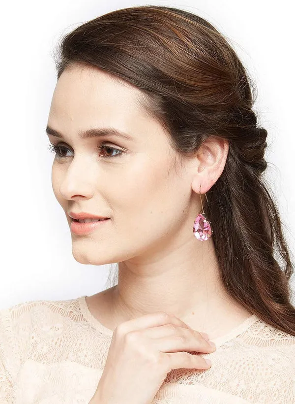 Gold-Toned_Pink_Oval_Drop_Earrings_For_Women_&_Girls