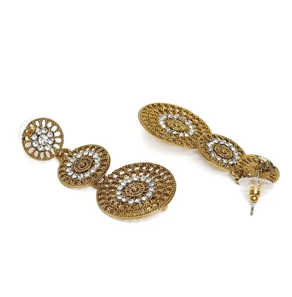Gold-Toned_Antique_Circular_Drop_Earrings_For_Women_&_Girls