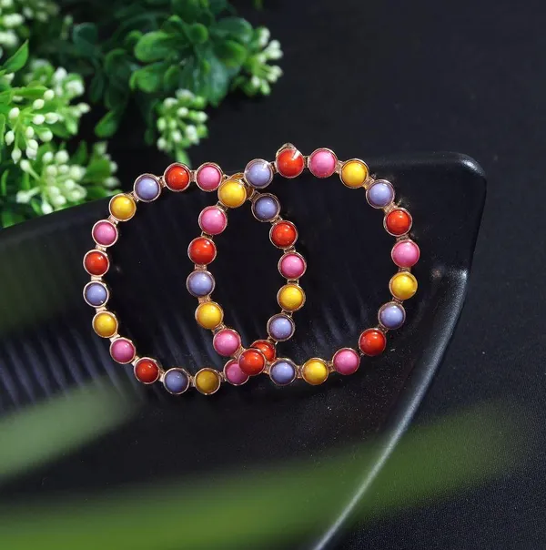 Gold_Plated_Multicoloured_Round_Stud_Earring_For_Women_&_Girls