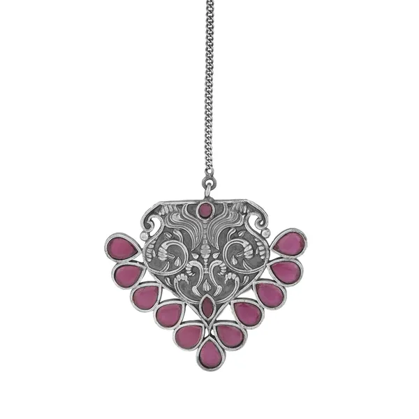 Antique_Silver_Plated_Oxidised_Kemp_Stone_Studded_Maang_Tikk_For_Women_&_Girls