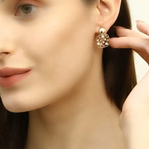 Elegant_Gold_Plated_Geometric_Pearl_Stud_Earrings_For_Women_&_Girls