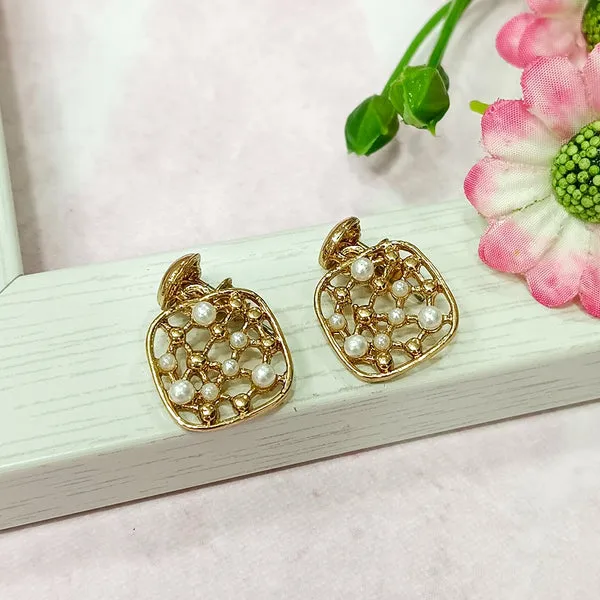 Elegant_Gold_Plated_Geometric_Pearl_Stud_Earrings_For_Women_&_Girls