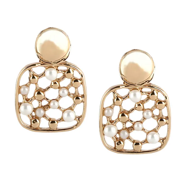 Elegant_Gold_Plated_Geometric_Pearl_Stud_Earrings_For_Women_&_Girls
