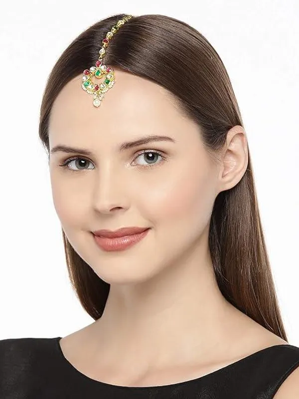 Gold-Plated_Green_Kundan_Ruby_Emerald-Studded_Jadau_Maang_For_Women_&_Girls