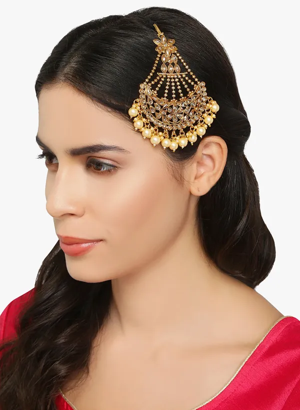 Antique_Gold_Jhoomar_Passa_with_Dangling_Pearls_For_Women_&_Girls
