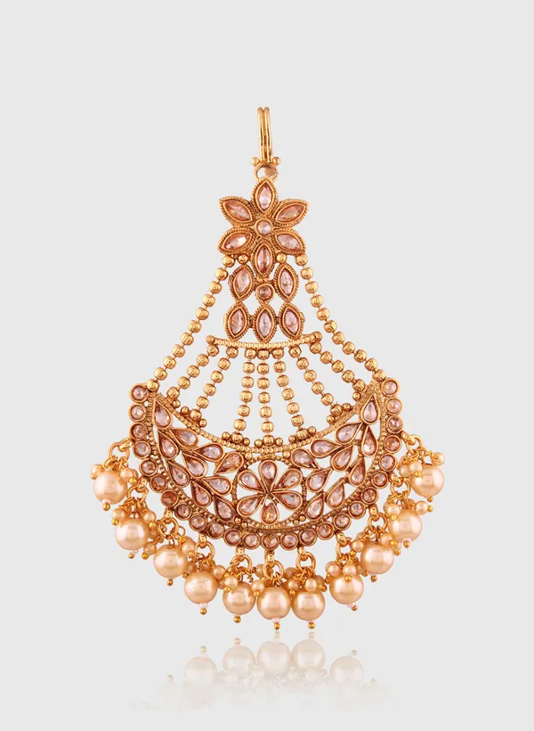Antique_Gold_Jhoomar_Passa_with_Dangling_Pearls_For_Women_&_Girls