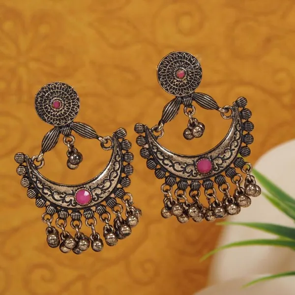 Antique_Gold_Plated_Chand_Bali_Pink_Earring-_AER_3187_For_Women_&_Girls