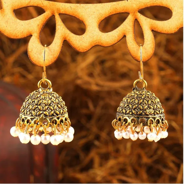Antique_Gold_Plated_Pearl_Jhumki_Earring-_AER_285_For_Women_&_Girls
