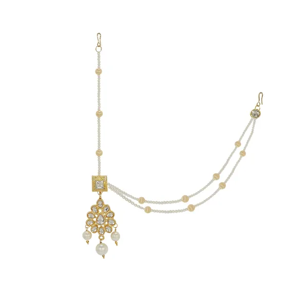 Antique_Naira_Style_Kundan_Maang_Tikka_with_Pearls_|_One-Sid_For_Women_&_Girls