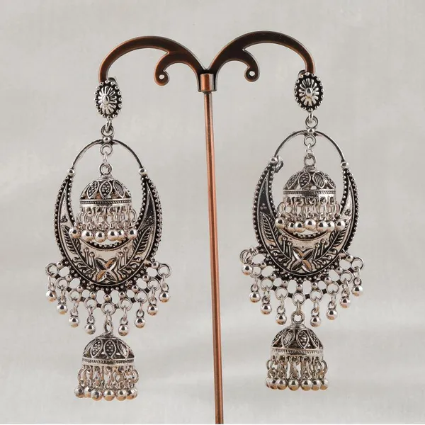 Antique_Silver_Plated_Dangling_Jhumki_Earring-_AER_289_For_Women_&_Girls