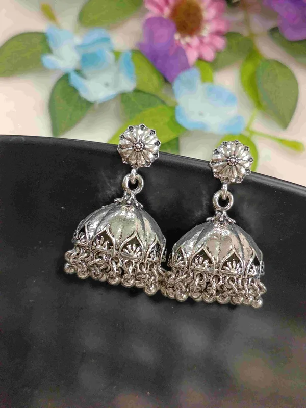 Antique_Silver_Plated_Jhumka_Earring-AER_4197_For_Women_&_Girls