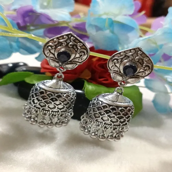 Antique_Silver_Plated_Jhumka_Earring-AER_4200_For_Women_&_Girls