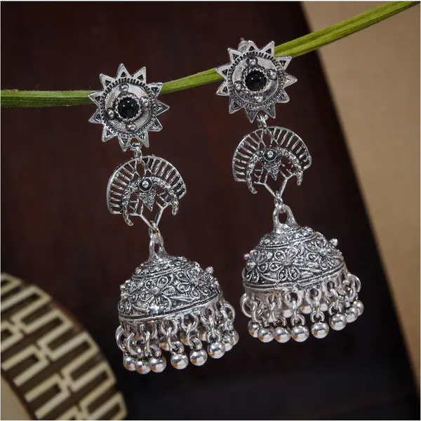 Antique_Silver_Plated_Oxidized_Jhumka_Earring-_AER_347_For_Women_&_Girls