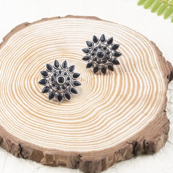 Black_Oxidised_Studded_Oversized_Floral_Studs_For_Women_&_Girls