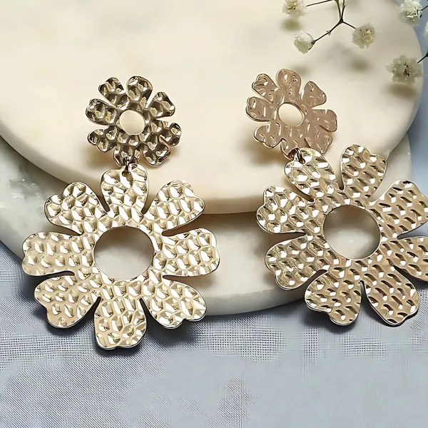 Bold_Hammered_Gold_Floral_Statement_Earrings_For_Women_&_Girls