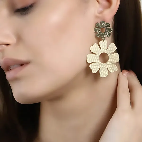 Bold_Hammered_Gold_Floral_Statement_Earrings_For_Women_&_Girls