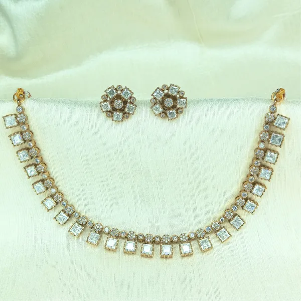 Classic_Gold-Plated_White_Stone_Necklace_Set_with_Matching_Earrings_For_Women_&_Girls