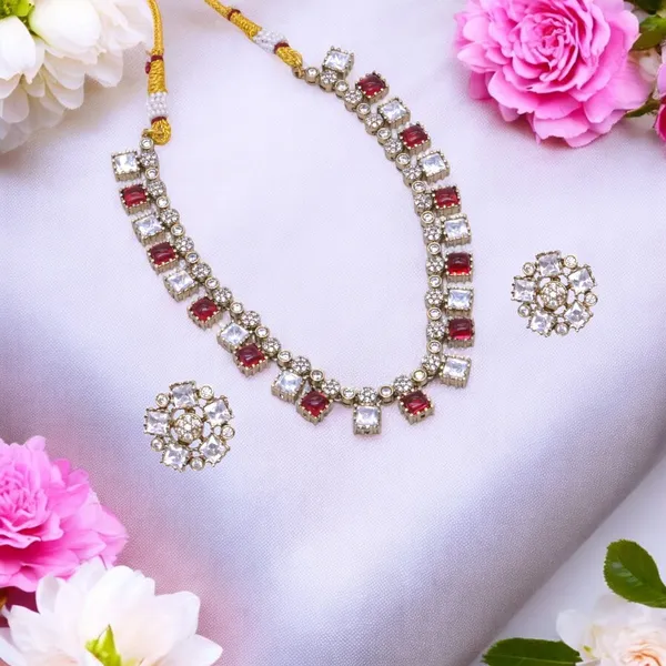 Classic_Gold-Plated_White_Stone_Necklace_Set_with_Matching_Earrings_For_Women_&_Girls