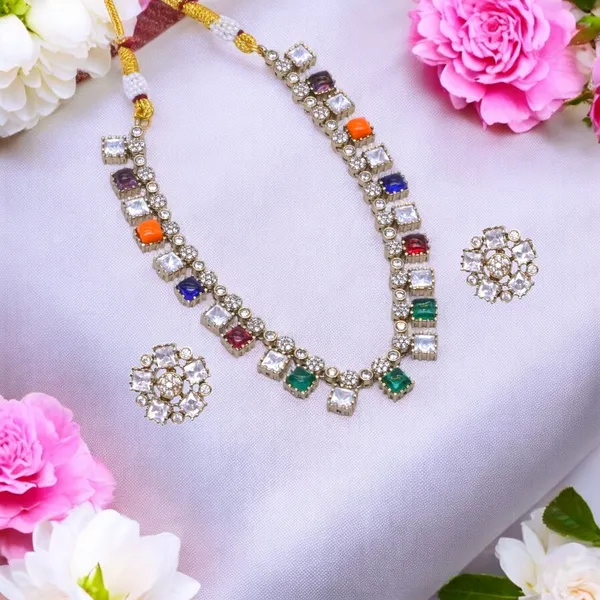 Classic_Gold-Plated_White_Stone_Necklace_Set_with_Matching_Earrings_For_Women_&_Girls
