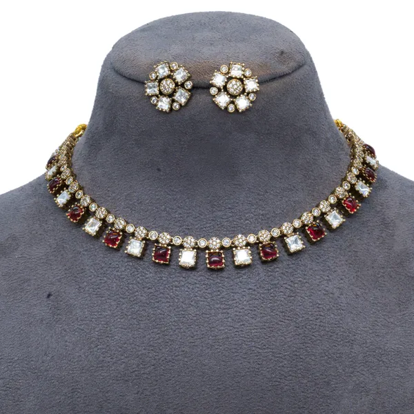 Classic_Gold-Plated_White_Stone_Necklace_Set_with_Matching_Earrings_For_Women_&_Girls