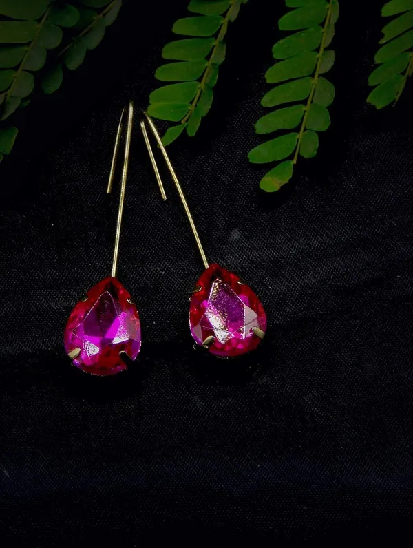 Gold-Toned_Pink_Oval_Drop_Earrings_For_Women_&_Girls