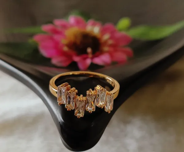 CZ_Gold_Plated_Baguette_Finger_Ring-_FR_2492_For_Women_&_Girls