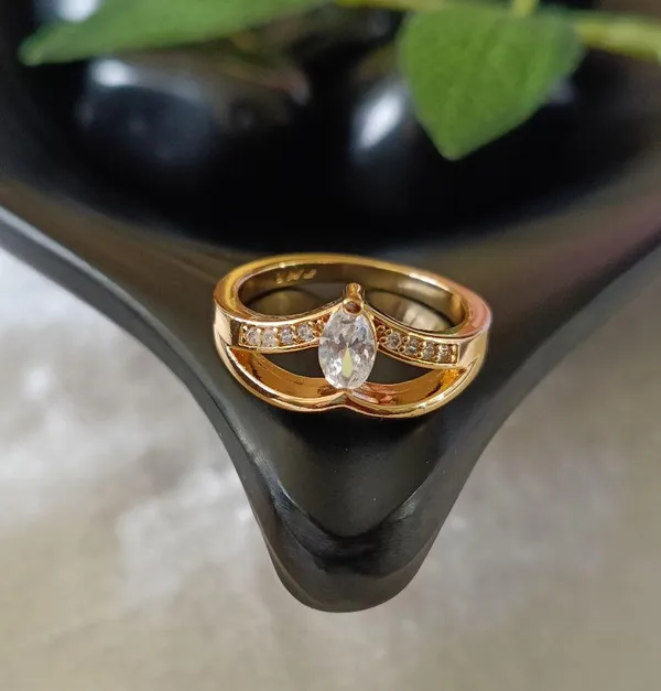 CZ_Gold_Plated_Crown_Finger_Ring-_FR_2541_For_Women_&_Girls